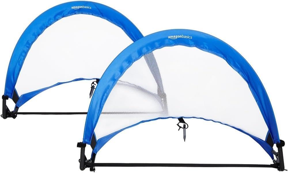 AmazonBasics Pop-Up Soccer Goal Set - Portable & Durable (2-Pack)