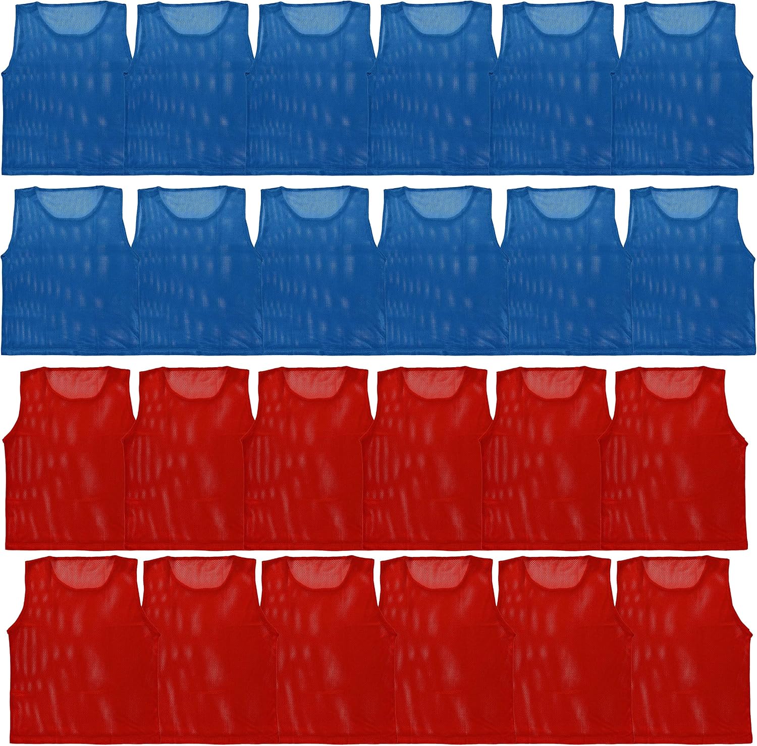 Premium Mesh Scrimmage Vests 24-Pack: Blue & Red for Team Sports
