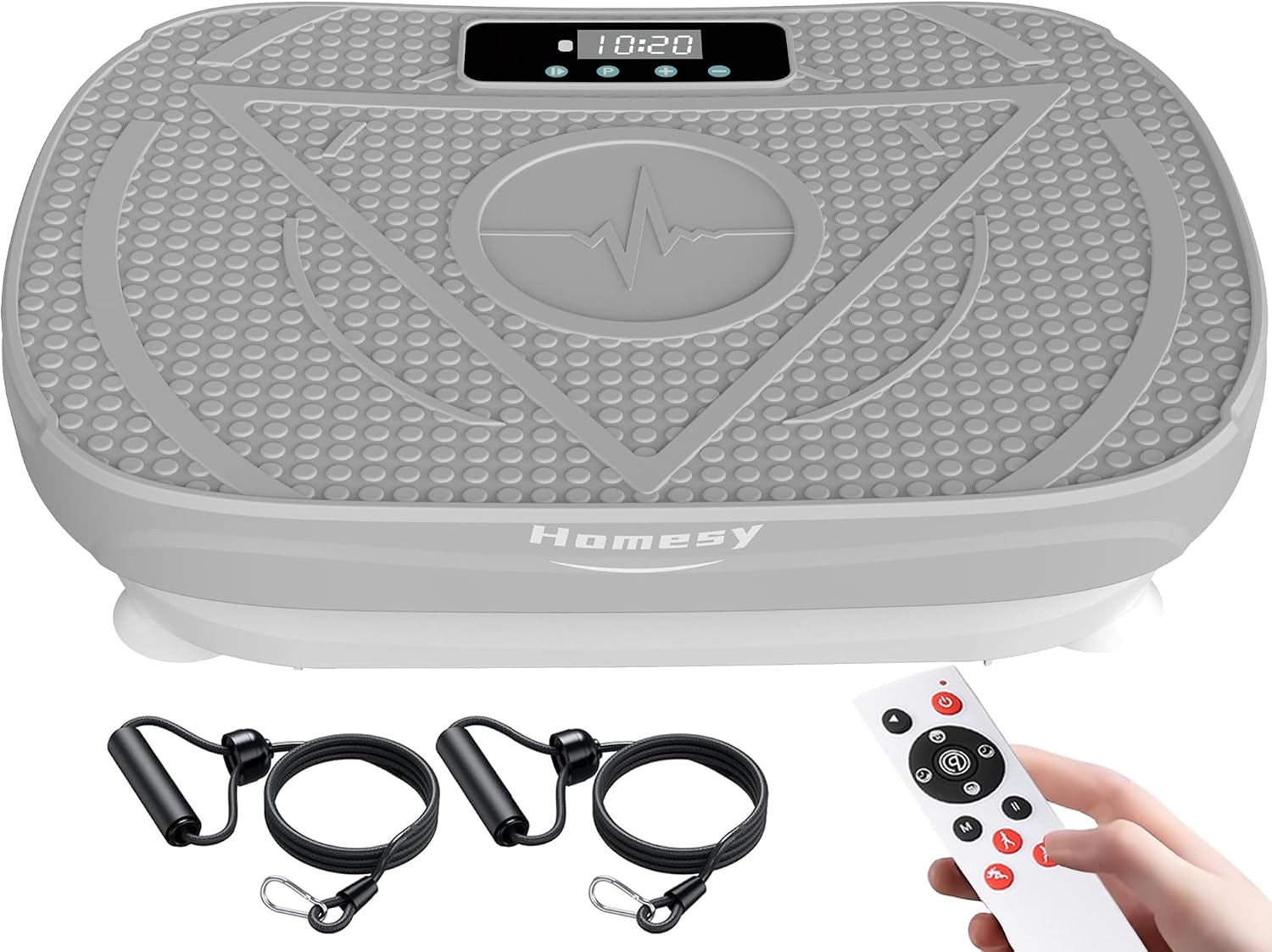 HOMESY Grey Full Body Vibration Plate with Resistance Bands